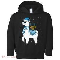 Menorah Hanukkah Llama Cute Alpaca Chanukah Christmas Pajama Toddler Hoodie thumb 0