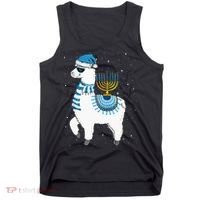 Menorah Hanukkah Llama Cute Alpaca Chanukah Christmas Pajama Tank Top thumb 0