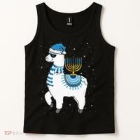 Menorah Hanukkah Llama Cute Alpaca Chanukah Christmas Pajama Tank Top thumb 2
