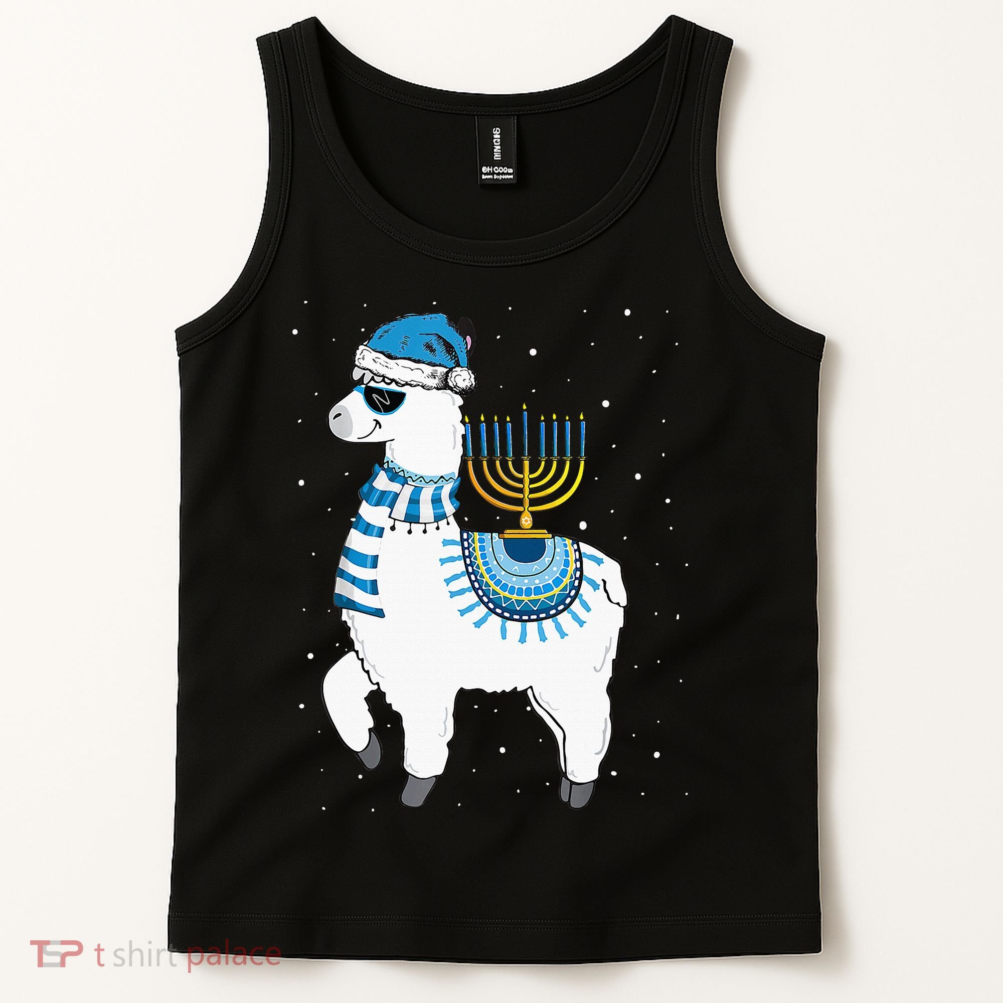 Menorah Hanukkah Llama Cute Alpaca Chanukah Christmas Pajama Tank Top