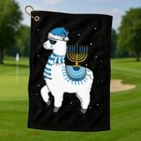 Menorah Hanukkah Llama Cute Alpaca Chanukah Christmas Pajama Golf Towel thumb 1