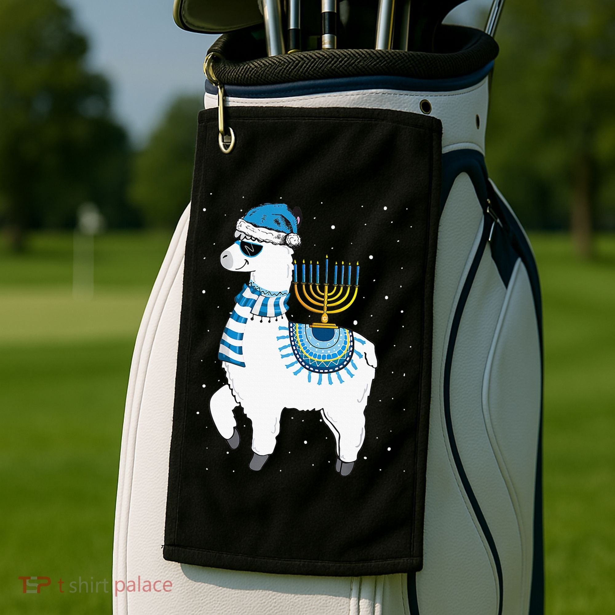 Menorah Hanukkah Llama Cute Alpaca Chanukah Christmas Pajama Golf Towel