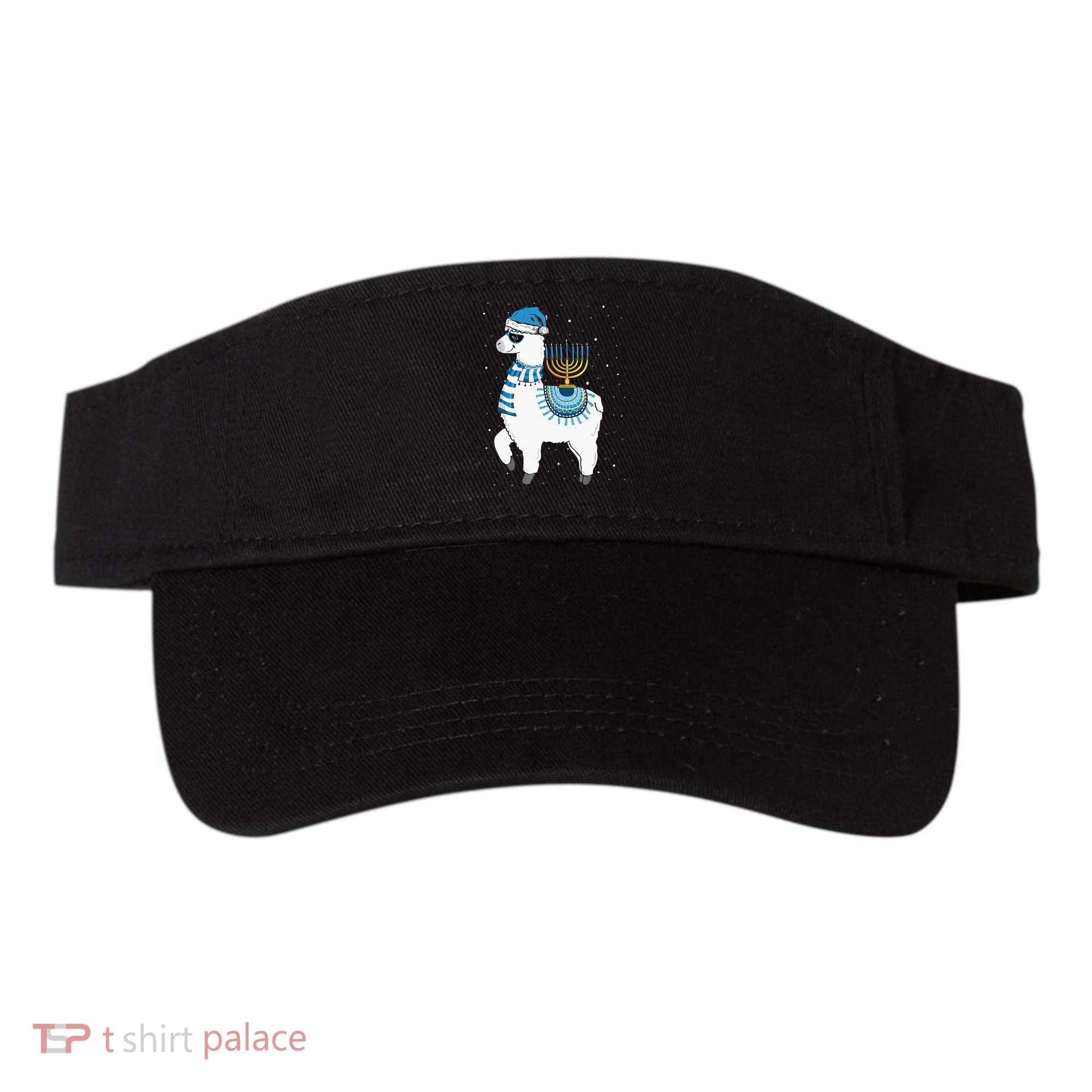 Menorah Hanukkah Llama Cute Alpaca Chanukah Christmas Pajama Visor