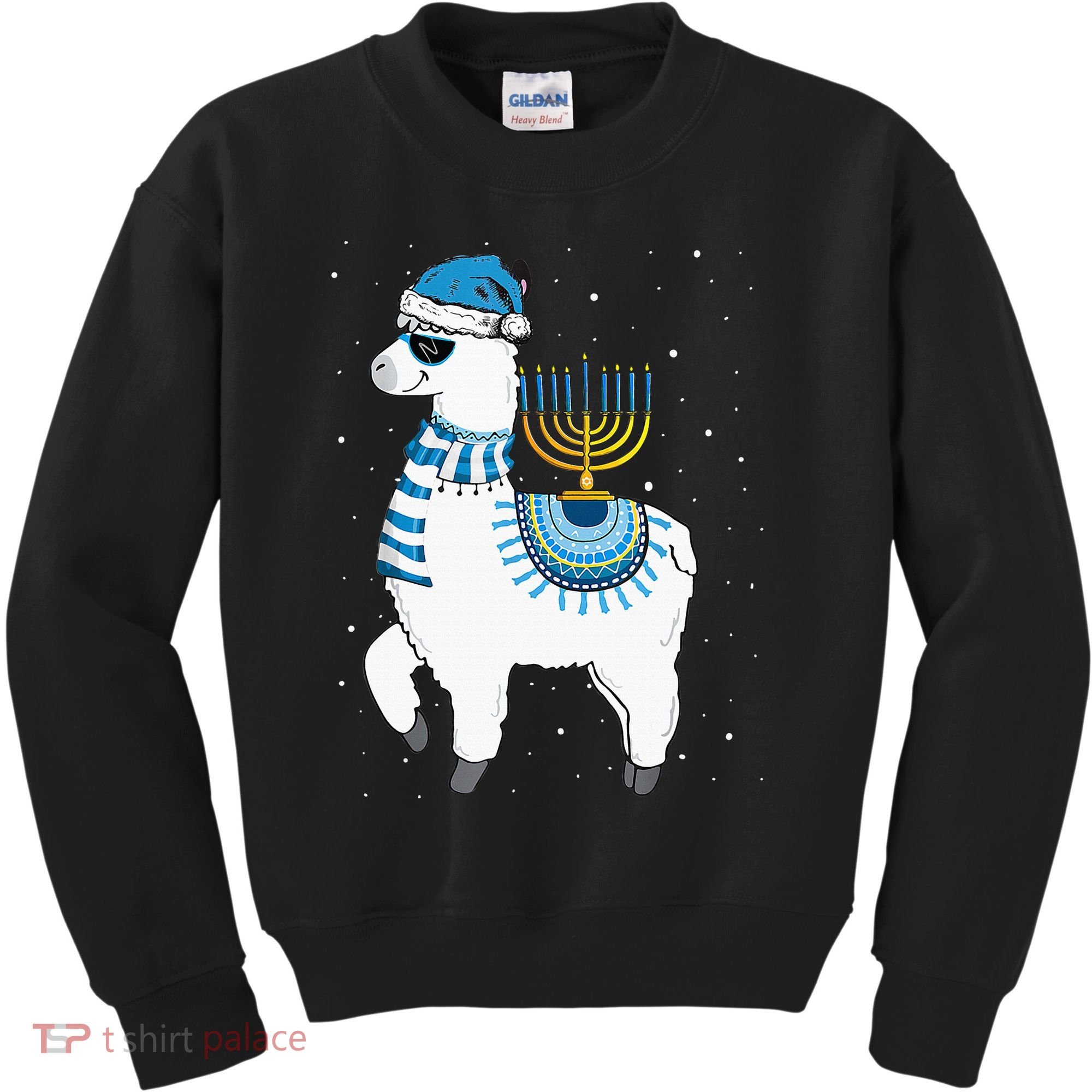 Menorah Hanukkah Llama Cute Alpaca Chanukah Christmas Pajama Kids Sweatshirt