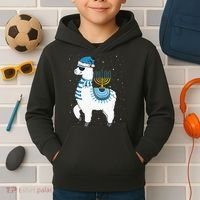 Menorah Hanukkah Llama Cute Alpaca Chanukah Christmas Pajama Kids Hoodie thumb 2