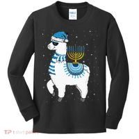 Menorah Hanukkah Llama Cute Alpaca Chanukah Christmas Pajama Kids Long Sleeve Shirt thumb 0