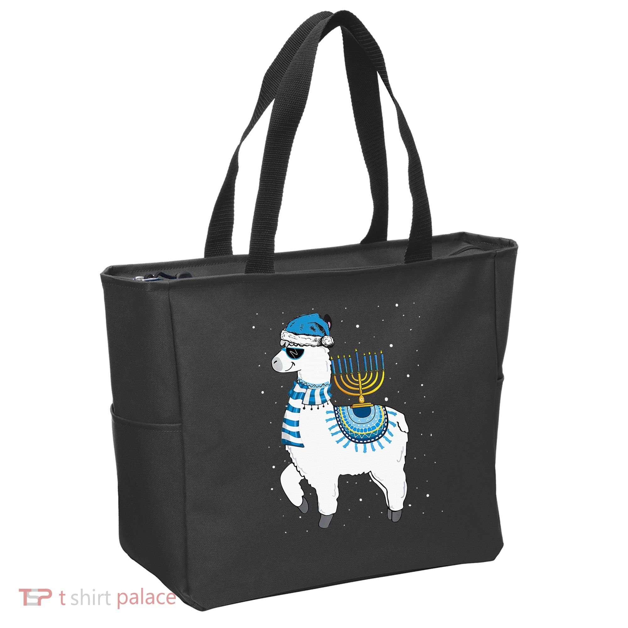 Menorah Hanukkah Llama Cute Alpaca Chanukah Christmas Pajama Tote Bag