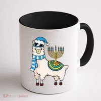Menorah Hanukkah Llama Cute Alpaca Chanukah Coffee Mug thumb 1