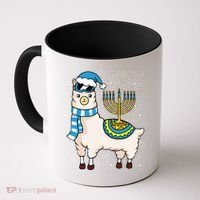 Menorah Hanukkah Llama Cute Alpaca Chanukah Coffee Mug thumb 0