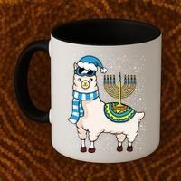 Menorah Hanukkah Llama Cute Alpaca Chanukah Coffee Mug thumb 2