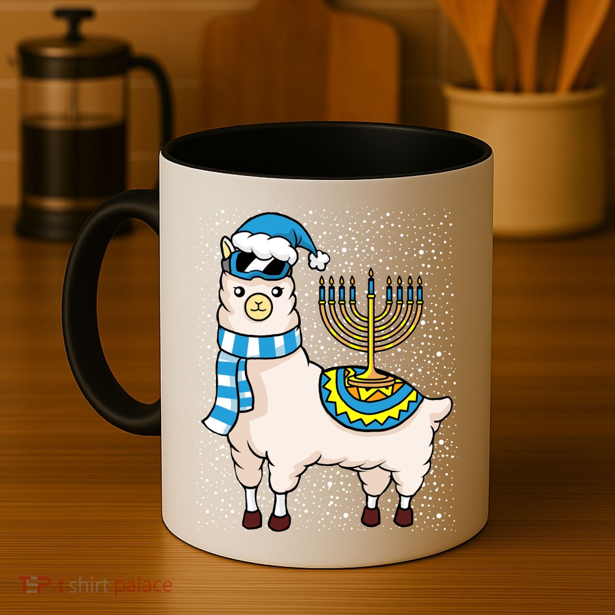 Menorah Hanukkah Llama Cute Alpaca Chanukah Coffee Mug