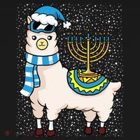 Menorah Hanukkah Llama Cute Alpaca Chanukah Cropped Pullover Crew thumb 4