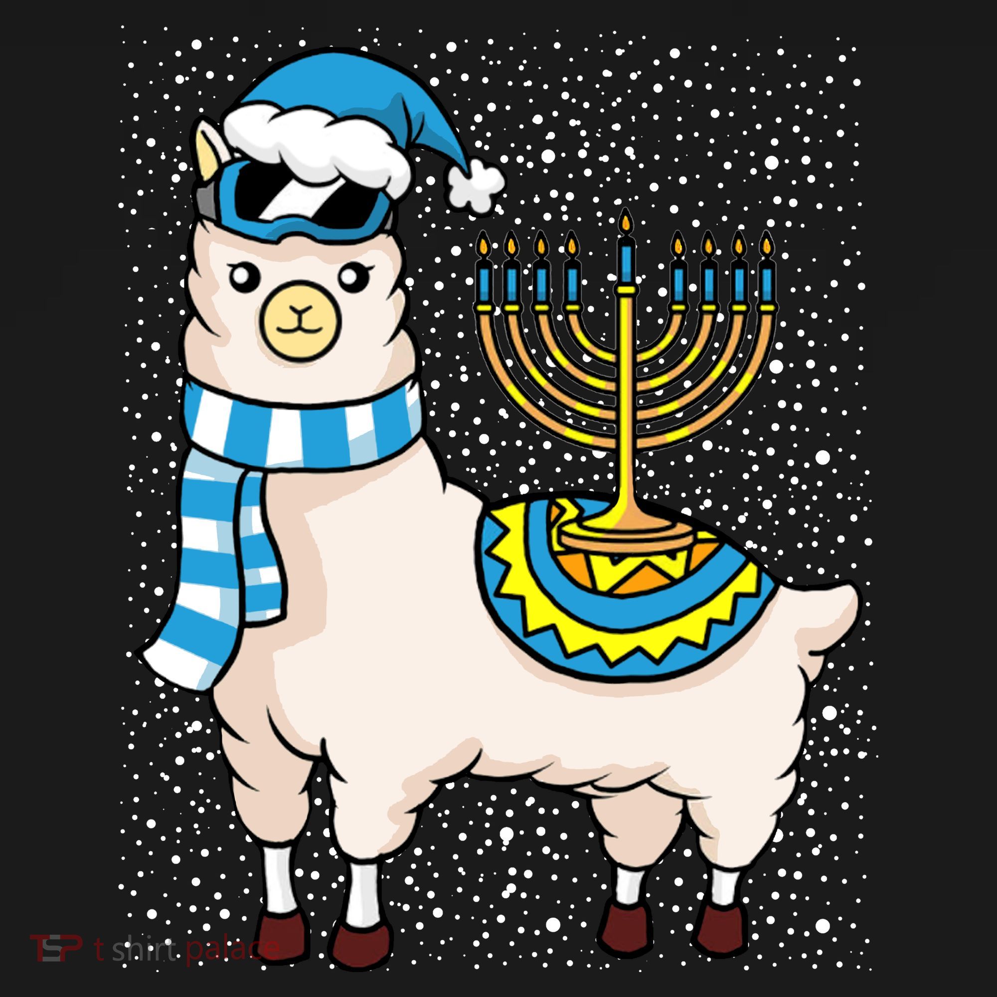 Menorah Hanukkah Llama Cute Alpaca Chanukah Cropped Pullover Crew