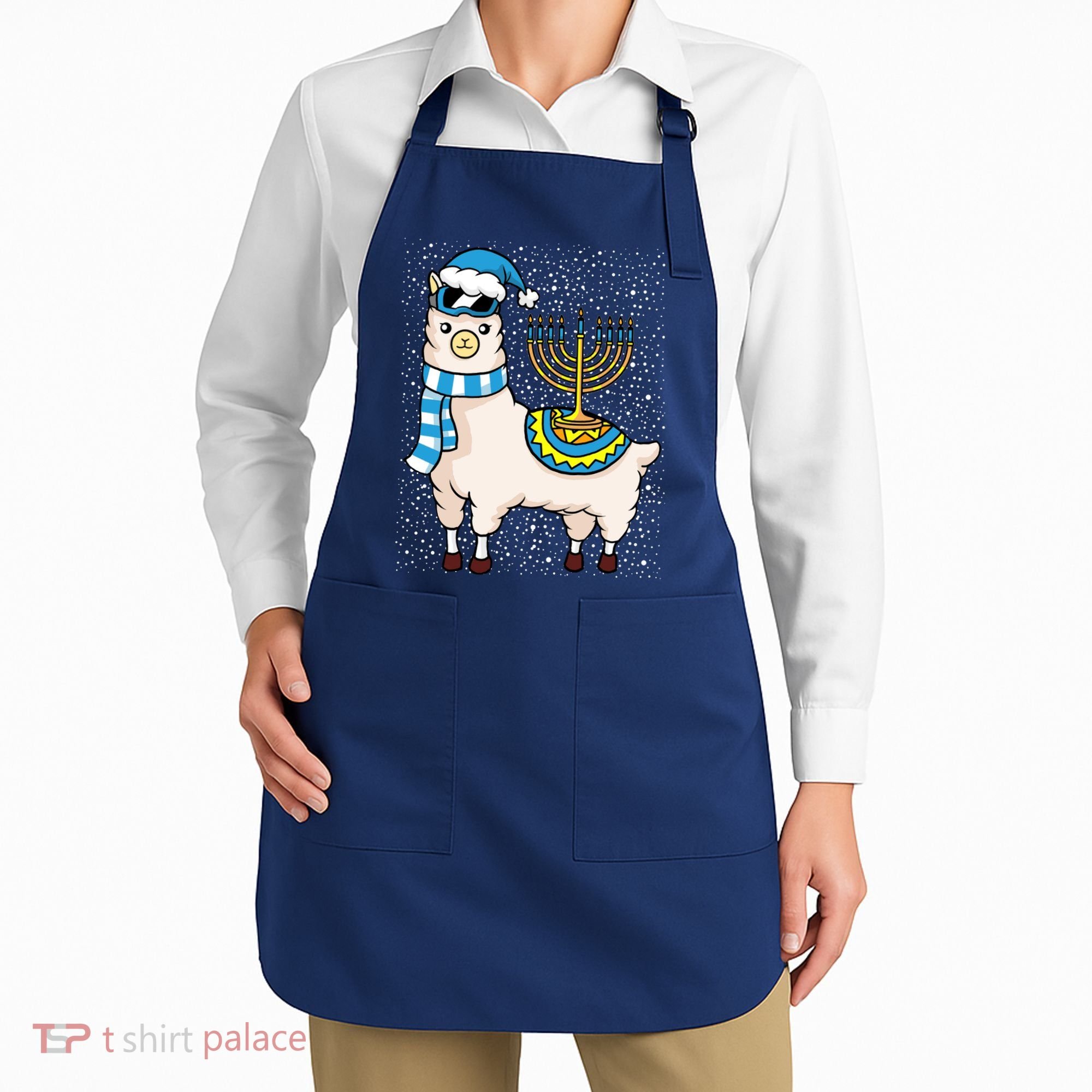 Menorah Hanukkah Llama Cute Alpaca Chanukah Apron