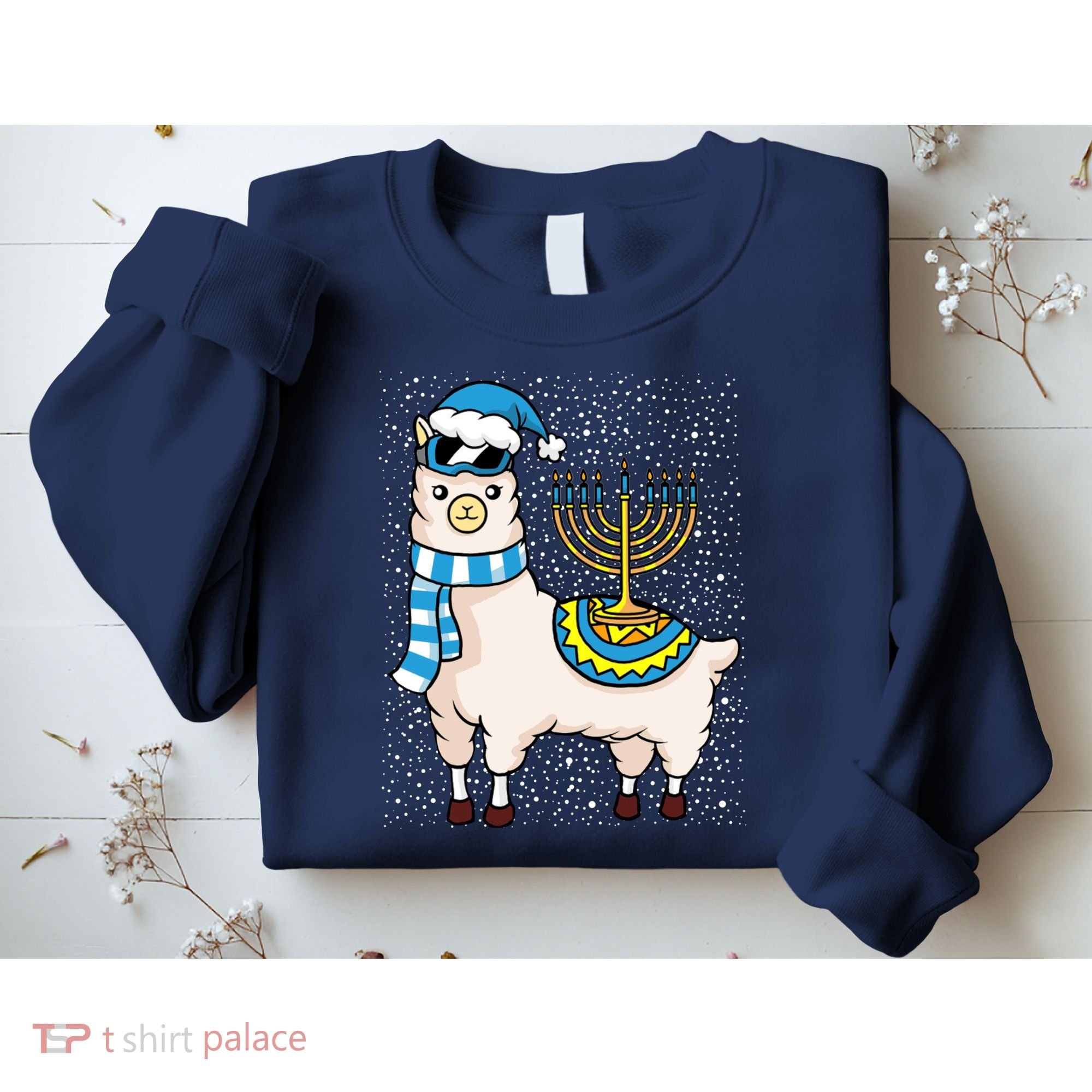 Menorah Hanukkah Llama Cute Alpaca Chanukah Sweatshirt