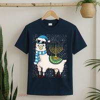 Menorah Hanukkah Llama Cute Alpaca Chanukah T-Shirt thumb 2