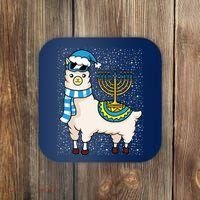 Menorah Hanukkah Llama Cute Alpaca Chanukah Coaster thumb 0
