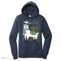 Menorah Hanukkah Llama Cute Alpaca Chanukah Women's Hoodie thumb 0