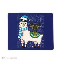 Menorah Hanukkah Llama Cute Alpaca Chanukah Mousepad thumb 0