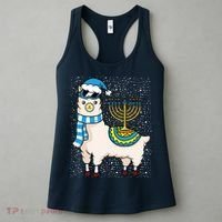 Menorah Hanukkah Llama Cute Alpaca Chanukah Women's Tank Top thumb 3