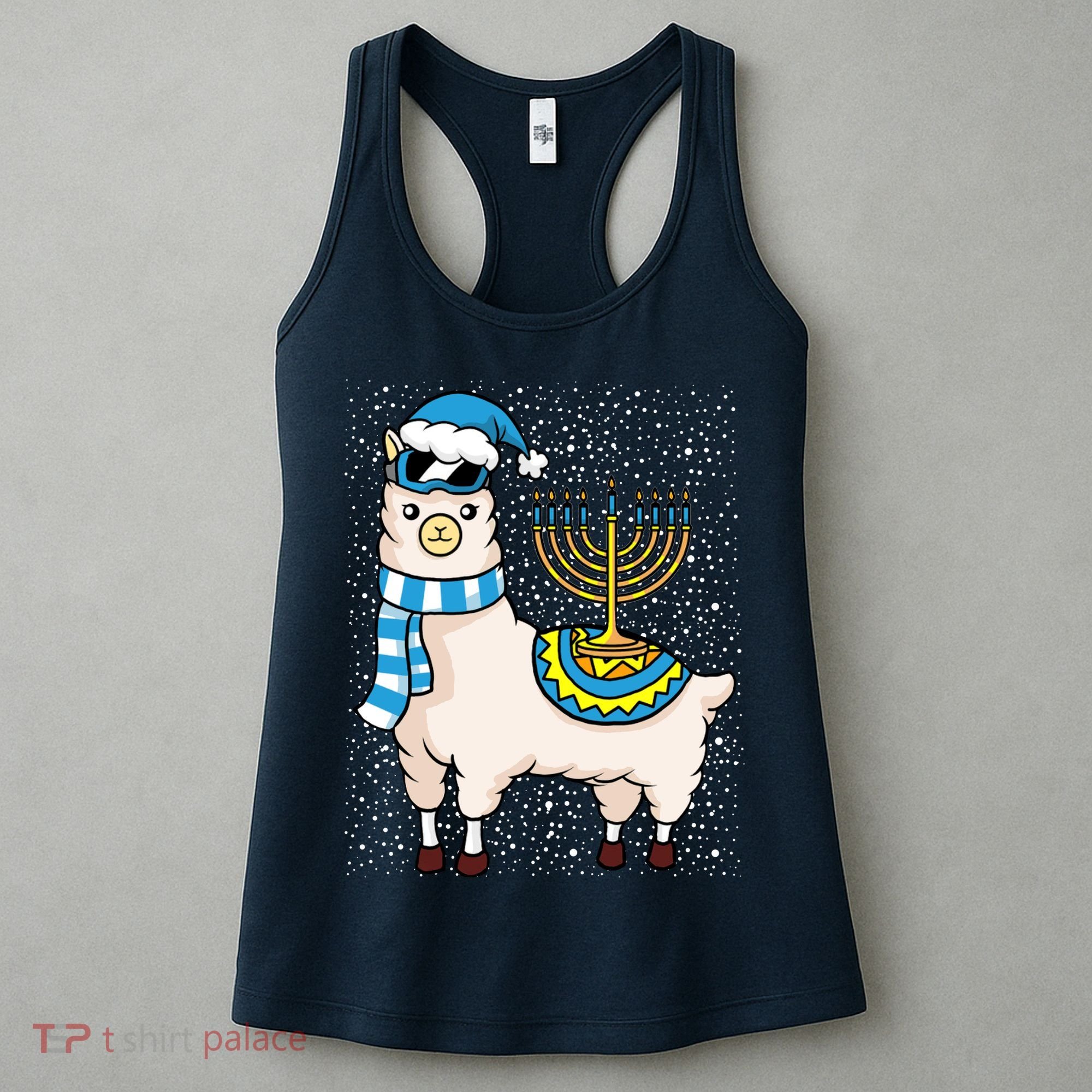 Menorah Hanukkah Llama Cute Alpaca Chanukah Women's Tank Top