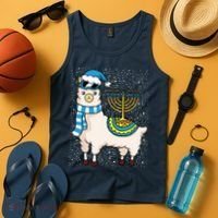 Menorah Hanukkah Llama Cute Alpaca Chanukah Tank Top thumb 4