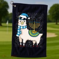 Menorah Hanukkah Llama Cute Alpaca Chanukah Golf Towel thumb 1