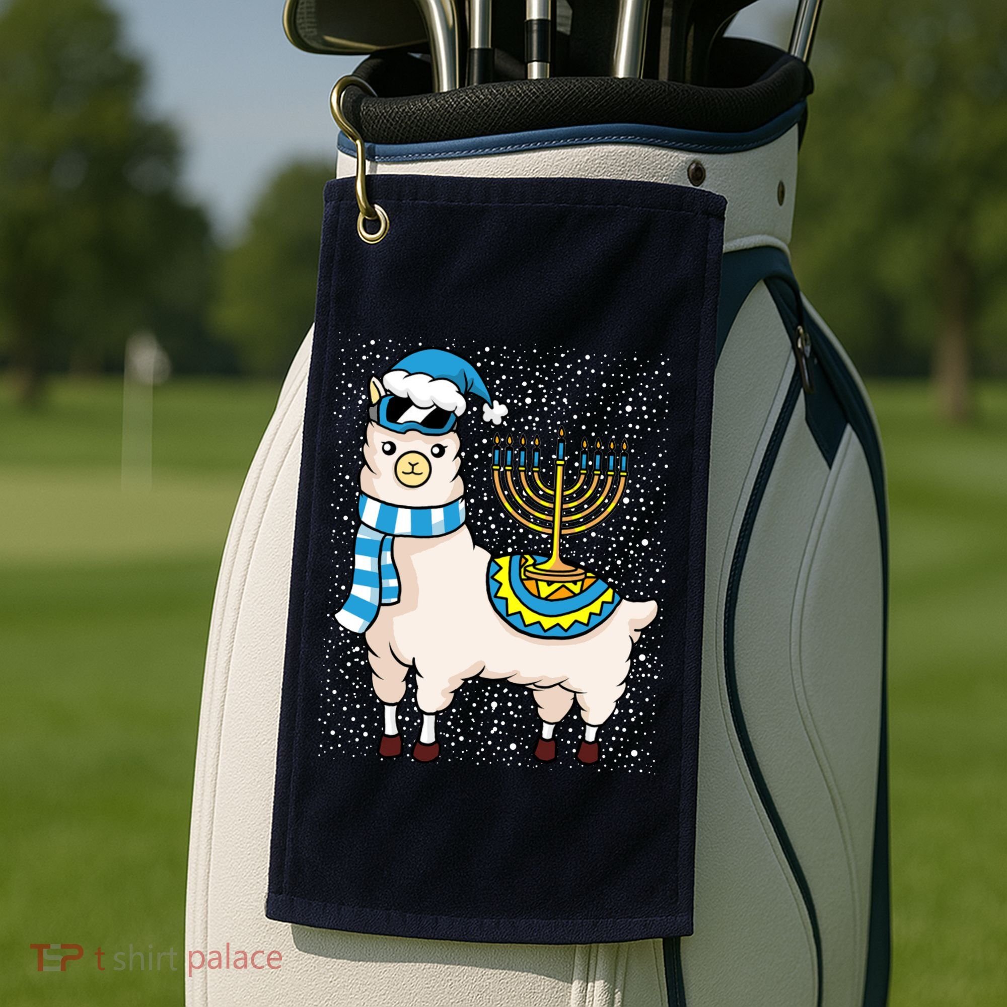 Menorah Hanukkah Llama Cute Alpaca Chanukah Golf Towel