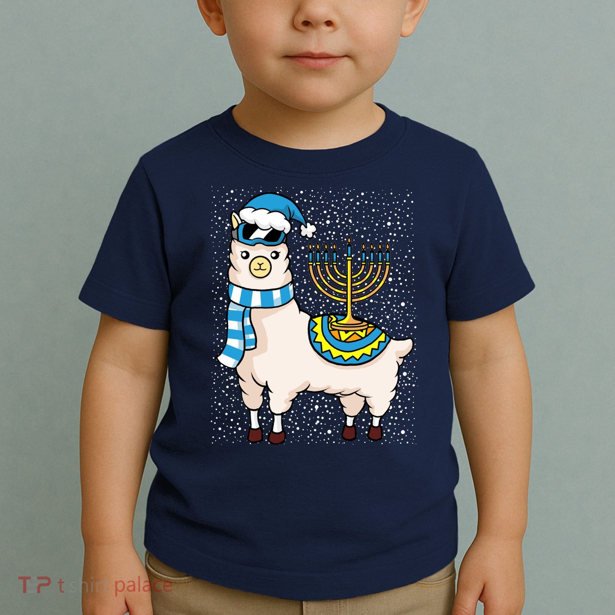 Menorah Hanukkah Llama Cute Alpaca Chanukah Toddler T-Shirt