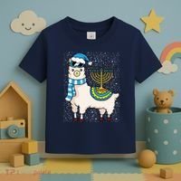 Menorah Hanukkah Llama Cute Alpaca Chanukah Toddler T-Shirt thumb 3