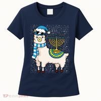 Menorah Hanukkah Llama Cute Alpaca Chanukah Women's T-Shirt thumb 0