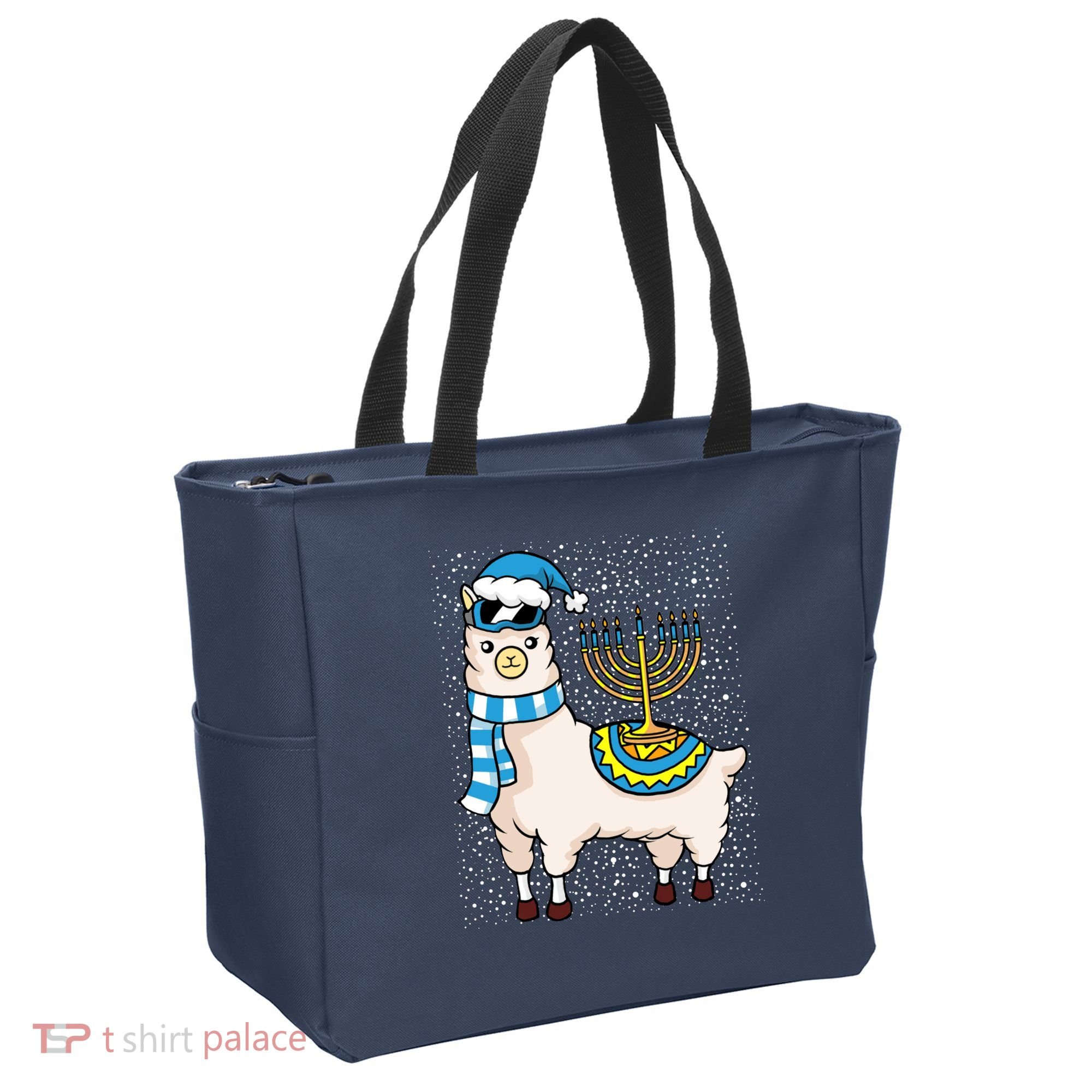 Menorah Hanukkah Llama Cute Alpaca Chanukah Tote Bag