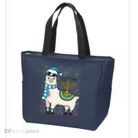 Menorah Hanukkah Llama Cute Alpaca Chanukah Tote Bag thumb 3