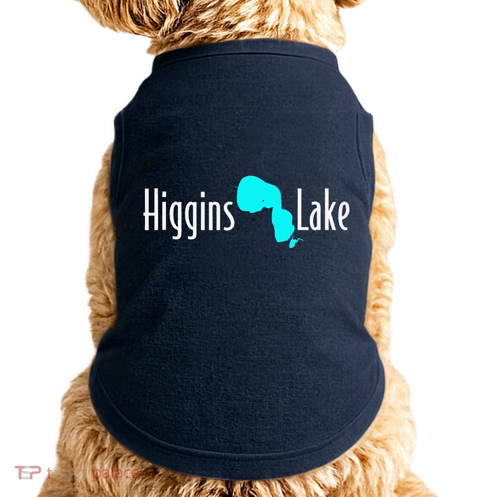 Minimalist Higgins Lake Michigan Doggie Tank
