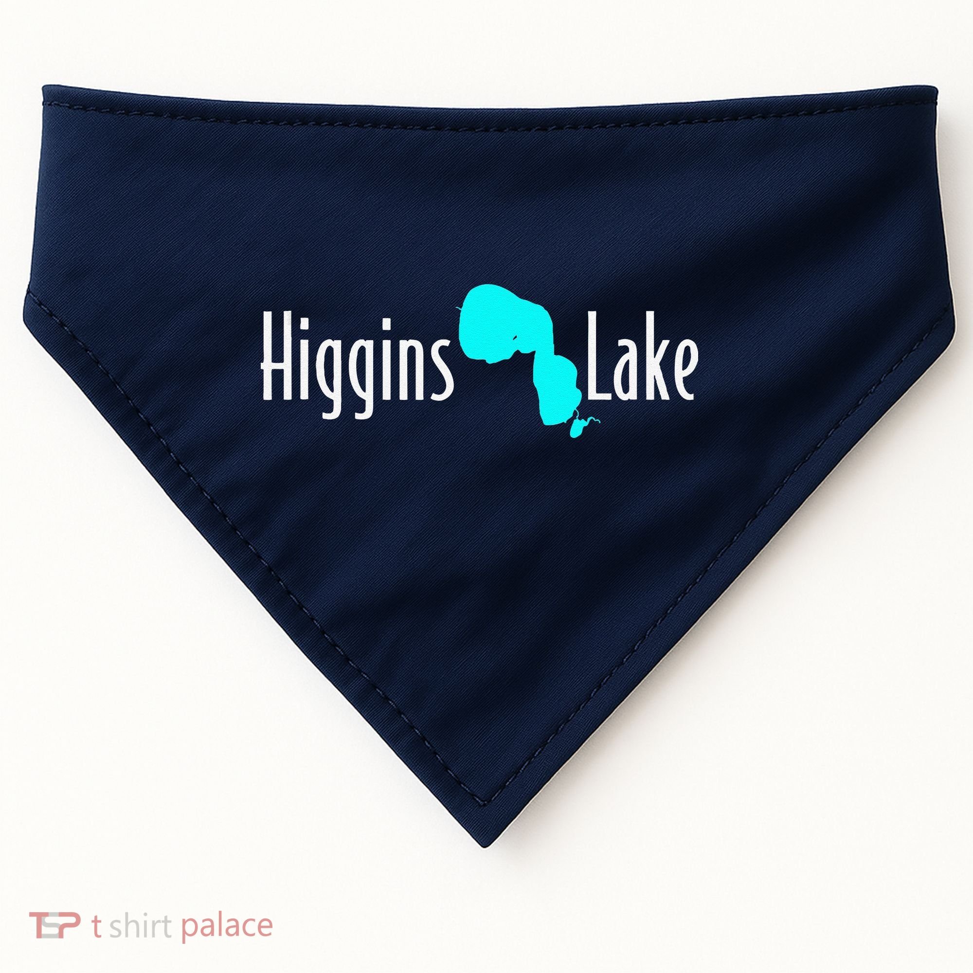 Minimalist Higgins Lake Michigan USA-Made Doggie Bandana