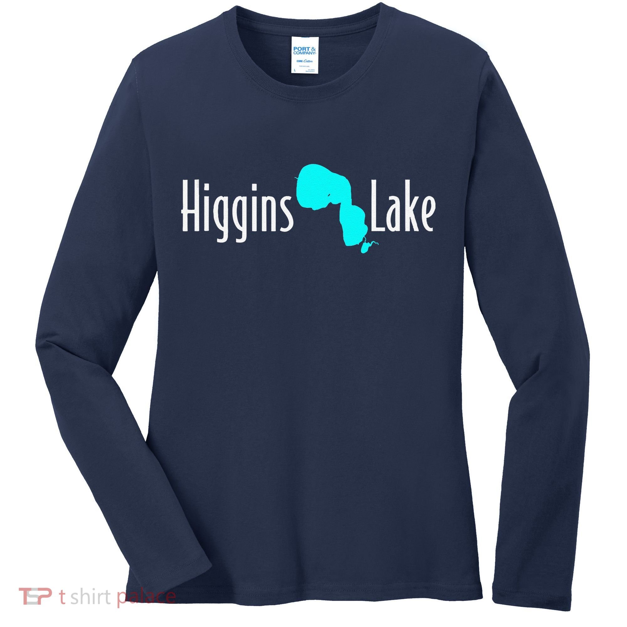 Minimalist Higgins Lake Michigan Women's Long Sleeve Shirt