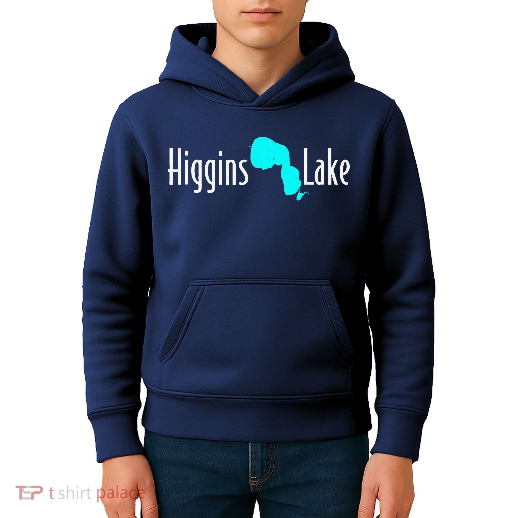 Minimalist Higgins Lake Michigan Kids Hoodie