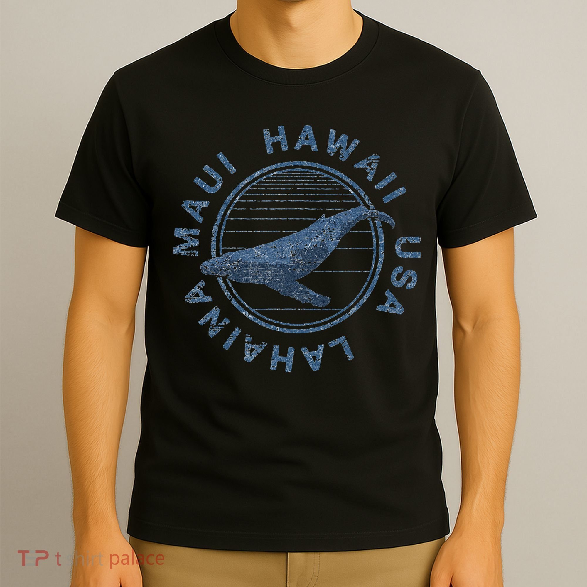 Maui Hawaii Lahaina Vintage Whale Retro T-Shirt