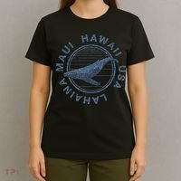 Maui Hawaii Lahaina Vintage Whale Retro T-Shirt thumb 4