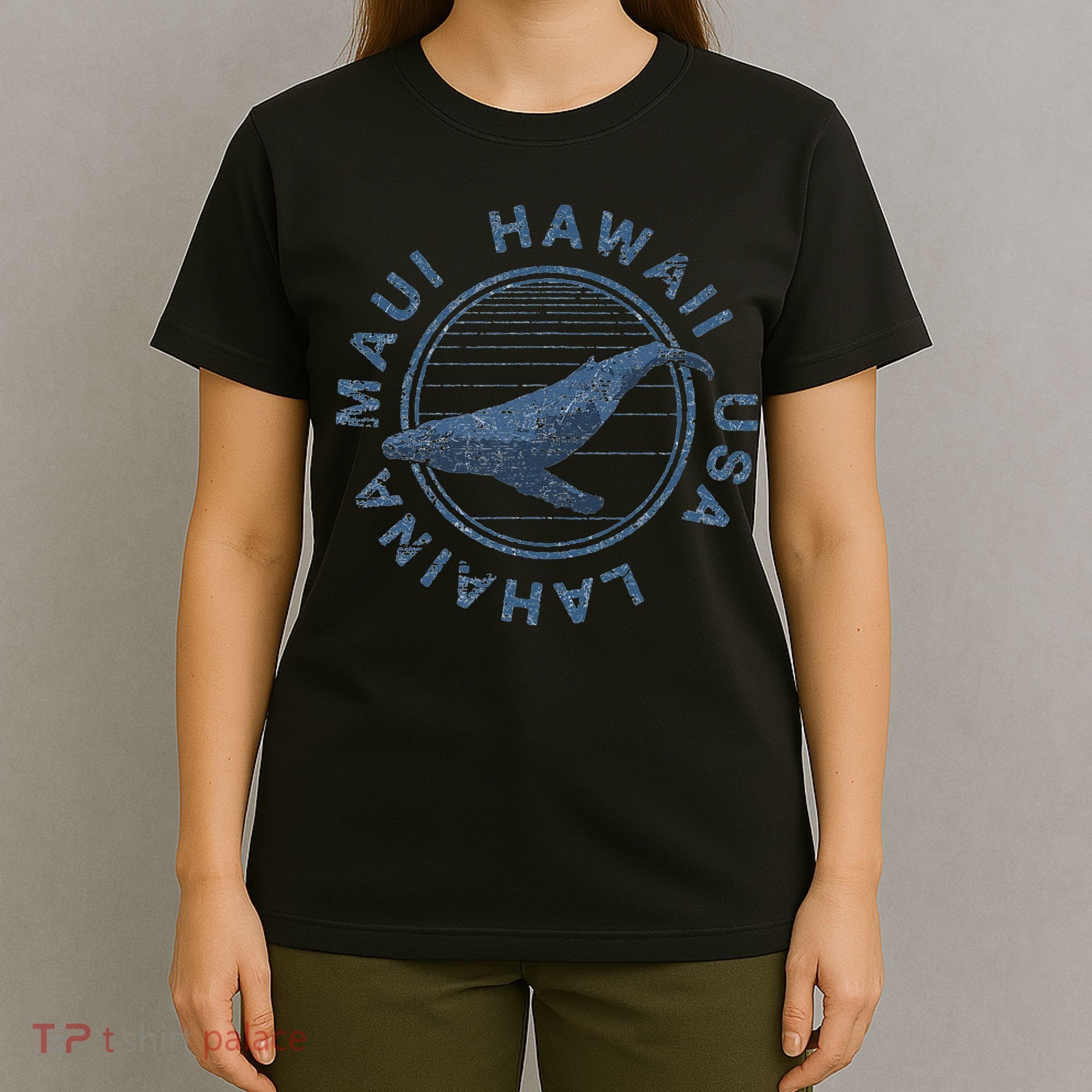Maui Hawaii Lahaina Vintage Whale Retro T-Shirt
