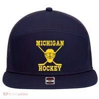 Michigan Hockey 7 Panel Mesh Trucker Snapback Hat thumb 0
