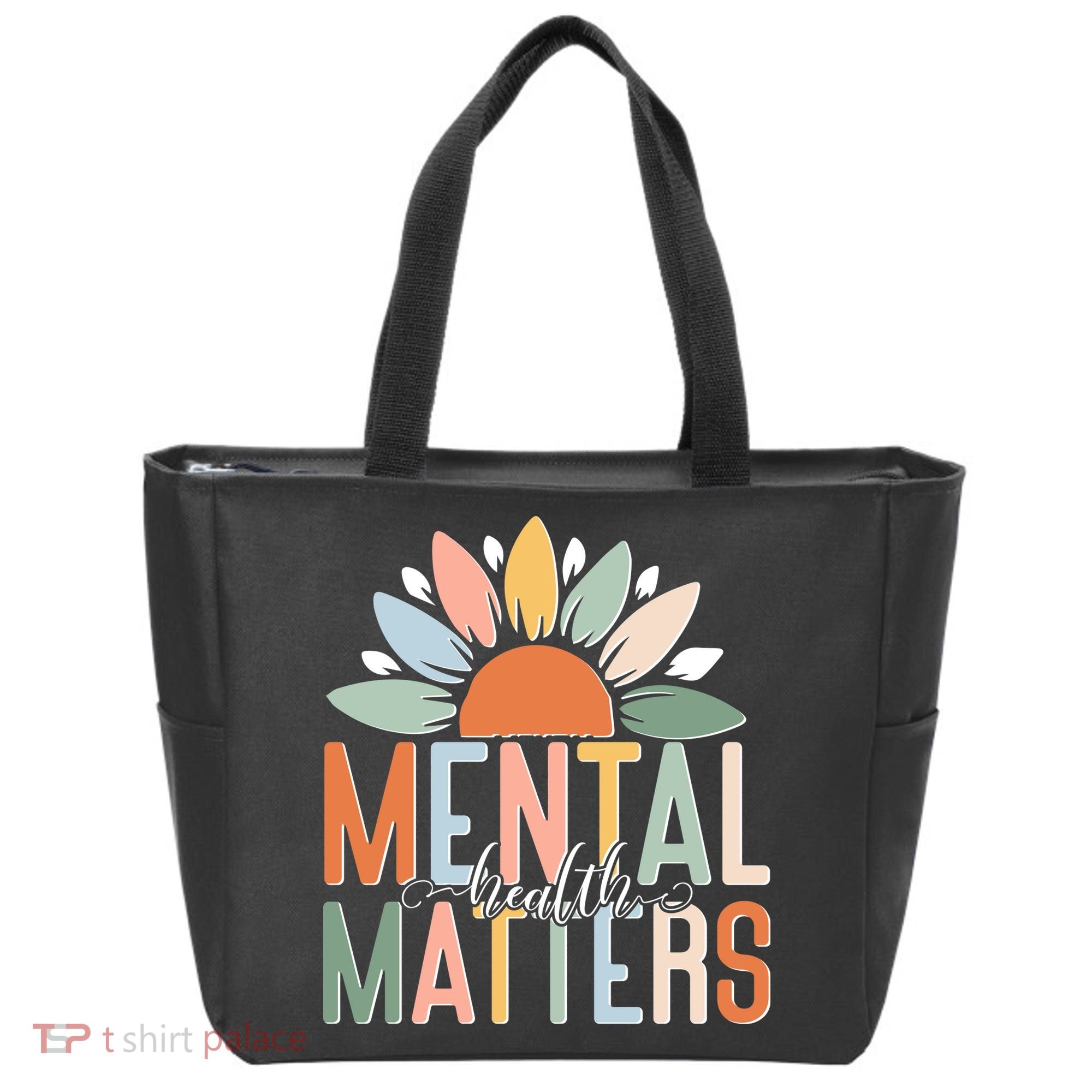 Mental Health Matters Flower Tote Bag