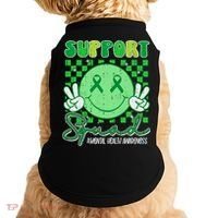 Mental Health Matters Awareness Support Squad Green Ribbon  Doggie Tank thumb 0