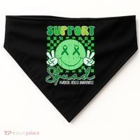 Mental Health Matters Awareness Support Squad Green Ribbon  USA-Made Doggie Bandana thumb 0