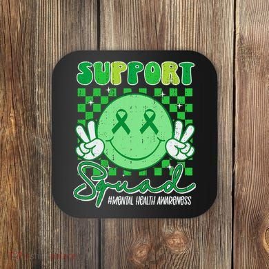 Mental Health Matters Awareness Support Squad Green Ribbon  Coaster