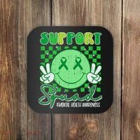 Mental Health Matters Awareness Support Squad Green Ribbon  Coaster thumb 0