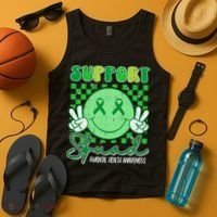 Mental Health Matters Awareness Support Squad Green Ribbon  Tank Top thumb 4