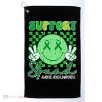 Mental Health Matters Awareness Support Squad Green Ribbon  Golf Towel thumb 0
