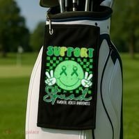 Mental Health Matters Awareness Support Squad Green Ribbon  Golf Towel thumb 2