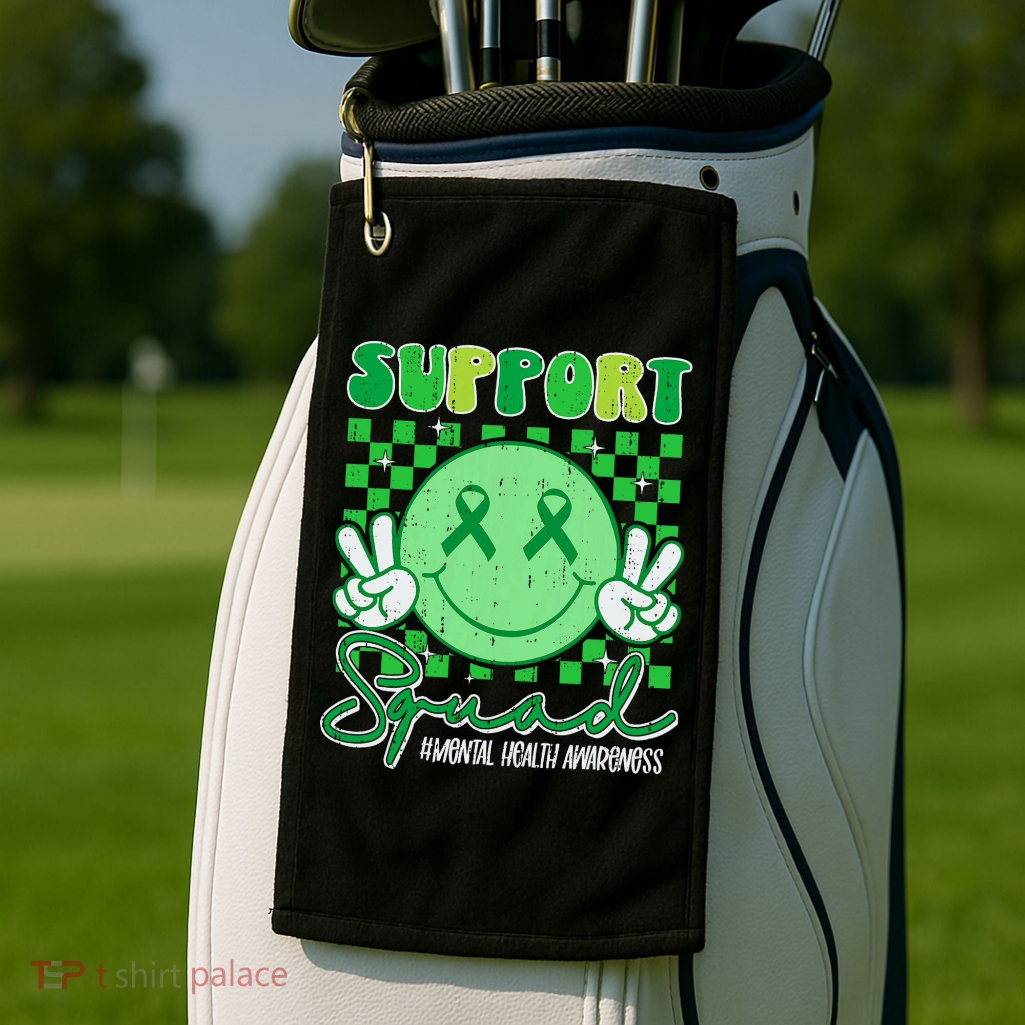 Mental Health Matters Awareness Support Squad Green Ribbon  Golf Towel